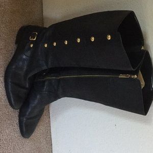 Michael Kors black leather knee hi boot